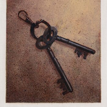 A pair of rusty old door keys